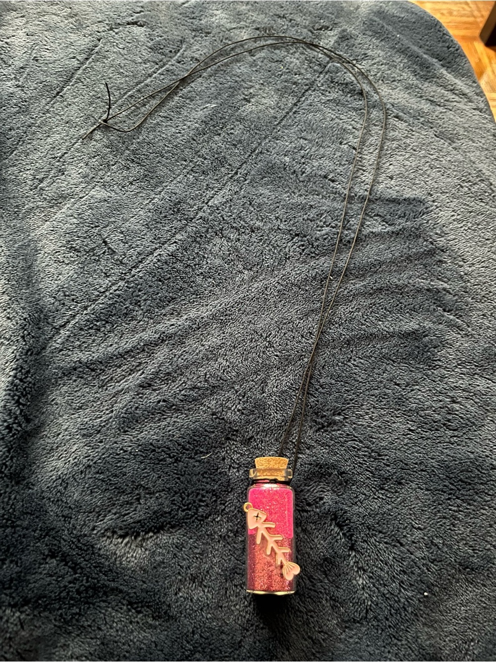 Pink Fishbone Glass Potion Fairy Bottle Necklace